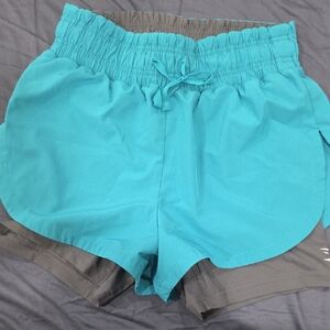 Gymshark Turquoise Elastic-Waist Athletic Shorts